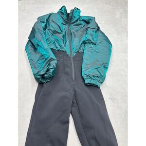 VTG NILS Skiwear Teal Black Colorblock One Piece Ski Suit Jumpsuit Women Size 10